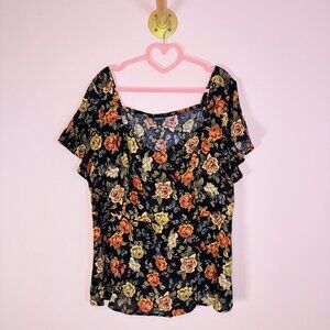 Torrid Floral Peplum Top – Vintage Rose Print, Flowy Fit, 1X, EUC